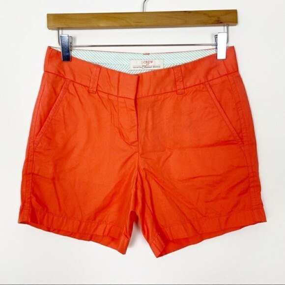 NWT J. CREW Coral Orange Cotton Chino Shorts 00 Work Career - Picture 1 of 4